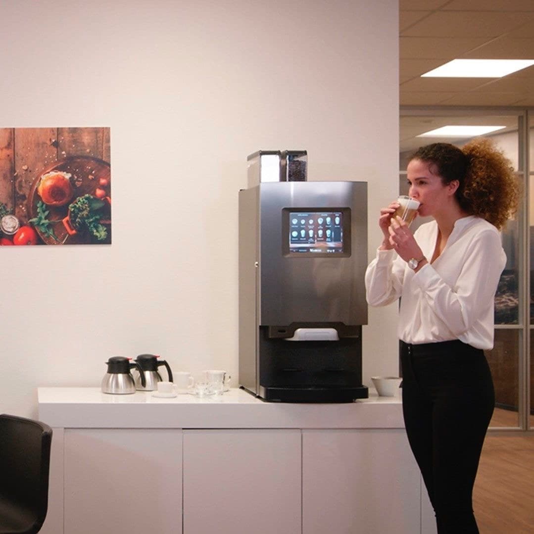 De Jong Duke Virtu bean-to-cup coffee machine in a bright office break room